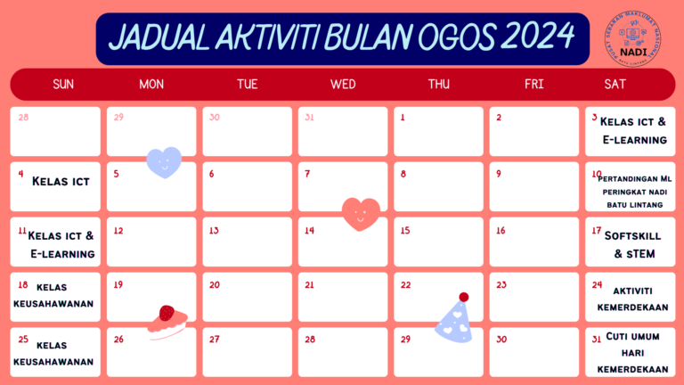 Jadual Aktiviti Bulan Ogos 2024